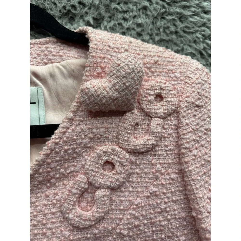 Chanel Vintage‎ 2004 Cruise 'COCO' Baby Pink Cotton Boucle Blazer Jacket 38